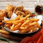 Fried chicken with fries
